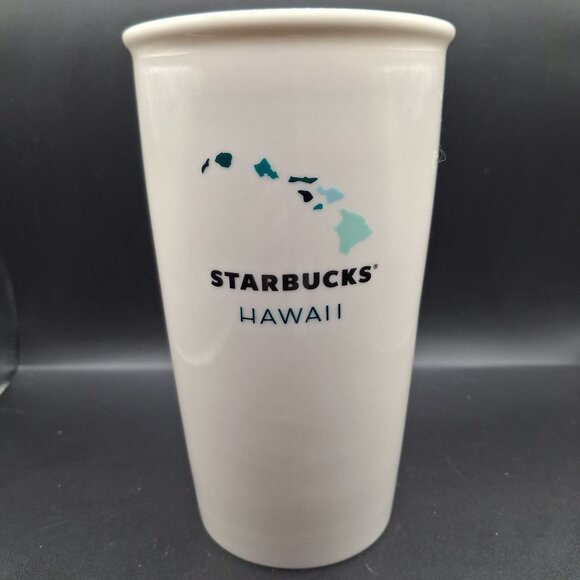 Starbucks Hawaii 12 Oz Ceramic Tumbler With Map Design & Green Siren Logo NO LID - Picture 1 of 5